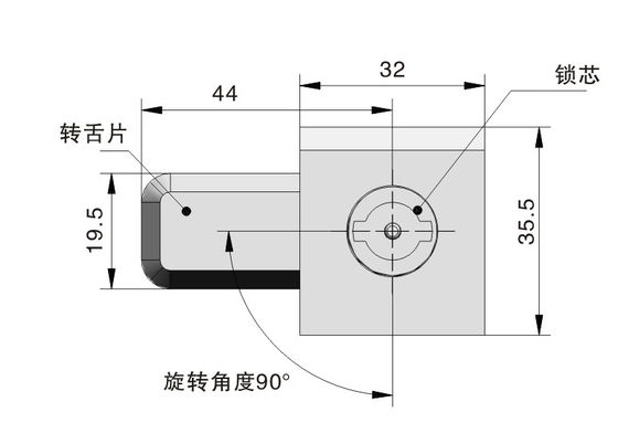 Customized Version Quarter Turn Lock Cylindrical Square Cam Latch